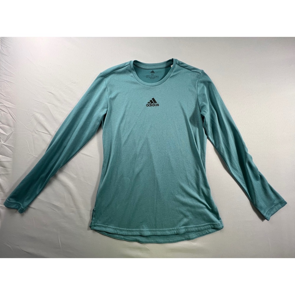 Adidas Womens Long Sleeve Performance T-Shirt Teal Blue GS3936 Size Medium